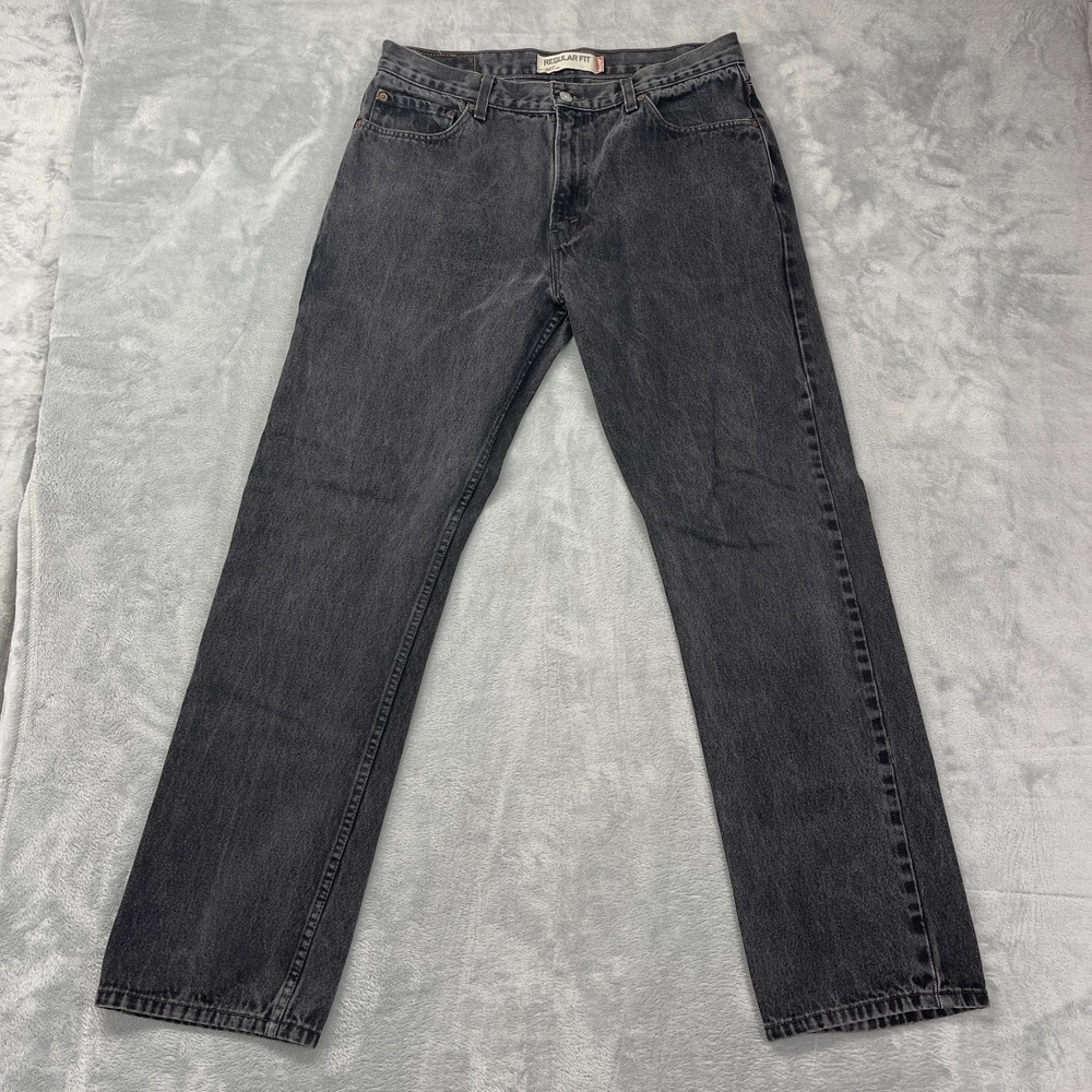Vtg Levi's 505 Jeans Mens 36x34 Black Denim Regular Fit Streetwear Straight‎ Leg